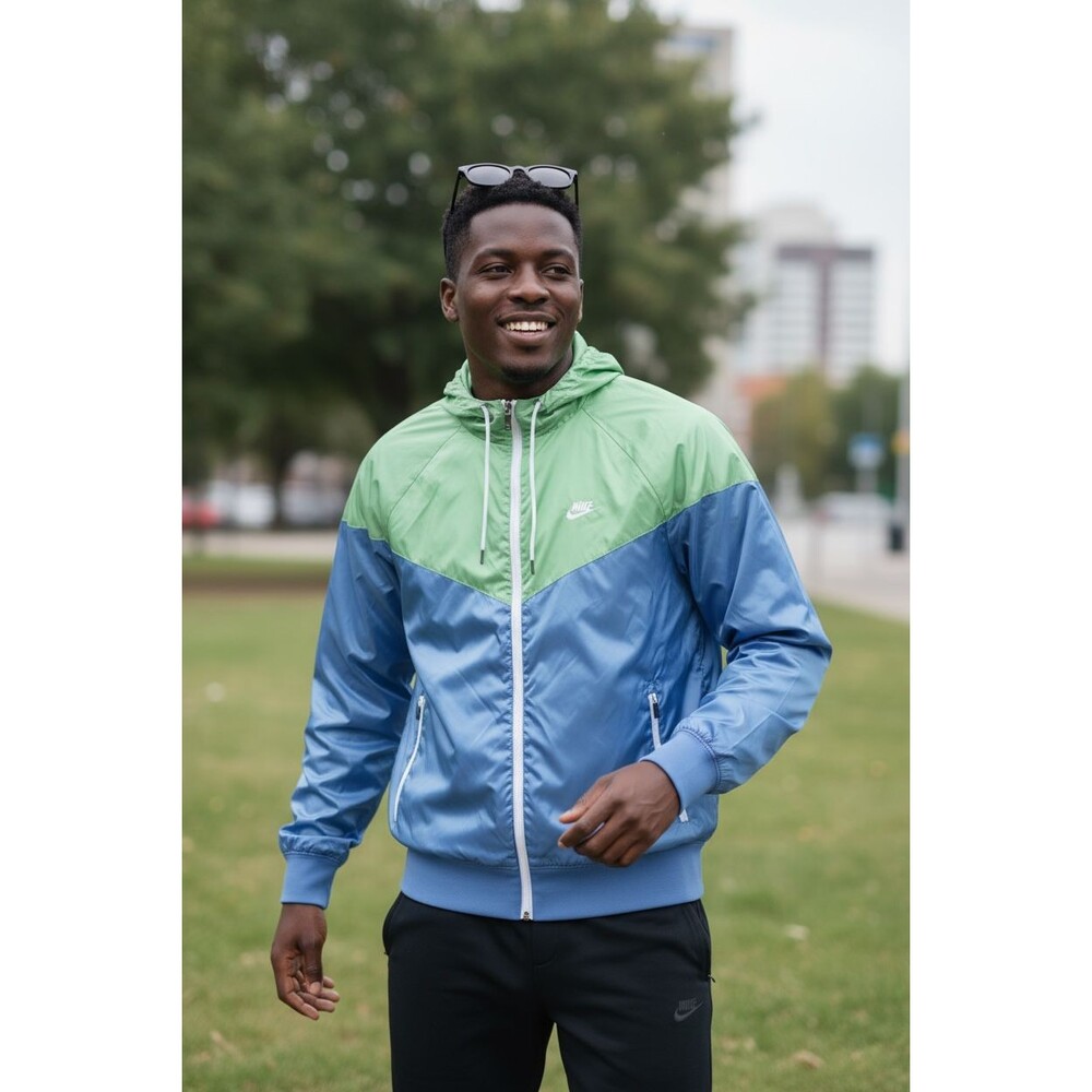 Nike Vintage Rare Windrunner Windbreaker Jacket Teal Green Blue Nylon L